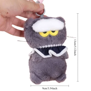 Kattgosedjur som nyckelring med molnmotiv och argt animeuttryck i kawaii-stil