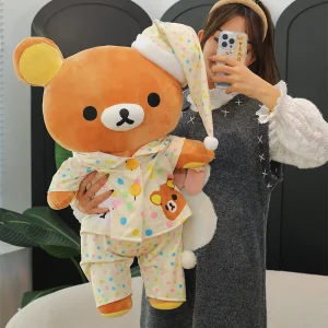 Kawaii Rilakkuma björn gosedjur i pyjamas, soffkudde och födelsedagspresent, 45–75 cm