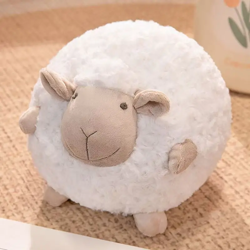 Anime-inspirerat får gosedjur i mjuk bollform, sött, 28 cm, jul- och Thanksgivinggåva 18 Rundt vitt får gosedjur med beige ansikte i mjuk bollform.