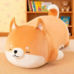 Shiba Inu som hund gosedjur, fluffig liggande soffkudde i kawaiistil, 35 cm