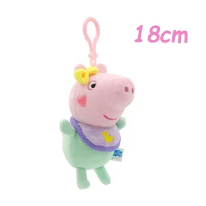 George från Peppa Pig med dinosaurie, rosa mjuk nyckelring för barn, 13–18 cm