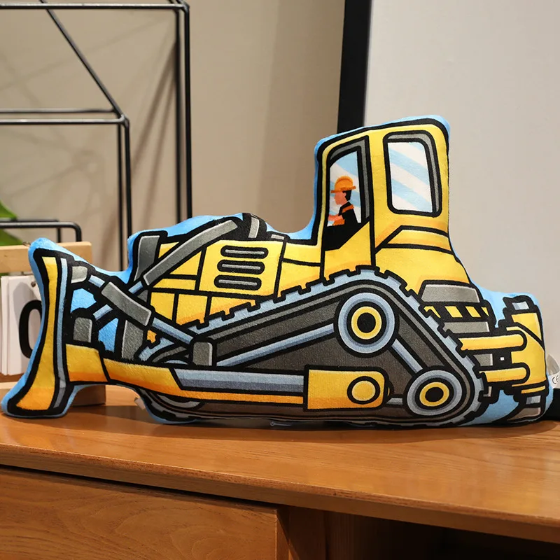 Tecknad kramkudde och sittdyna med bulldozer, grävmaskin och lastbil, present för barn 8 Tecknad kramkudde och sittdyna med bulldozer, grävmaskin och lastbil, present för barn - Bild 8