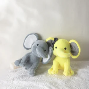 Mjukt, sött och fluffigt elefant gosedjur i rosa, blå, lila och regnbågsfärger, 25 cm