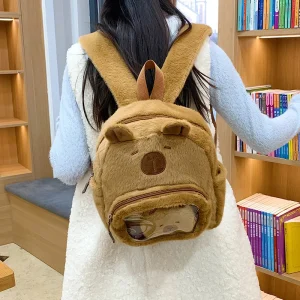Kapybara-ryggsäck med söt tecknad design och stor kapacitet för skola och vandring