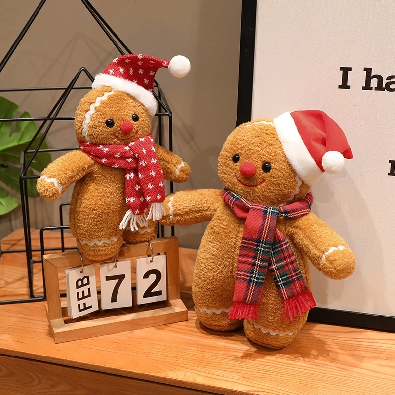 gingerbread man gosedjur som plyschkudde med mössa och halsduk i julstil, 25–35 cm 4 gingerbread man gosedjur som plyschkudde med mössa och halsduk i julstil, 25–35 cm - Bild 4