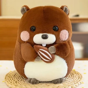 Kawaii hamster gosedjur som mjuk kramkudde, söt murmeldjurfigur som håller i mat, 30–40 cm