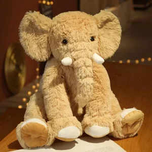 Elefant gosedjur som stor, mjuk elefantkudde och plyschkudde att krama, 45 cm