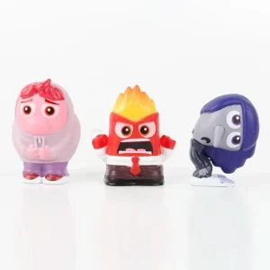 Inside Out 2-karaktärer som gosedjur och minifigurer i tecknad filmstil, 9-pack