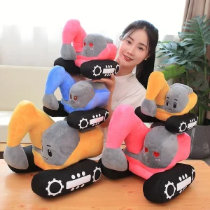 Alternative view of Verklighetstrogna kawaii-gosedjur som traktor och grävmaskin, fordonskuddar för barn