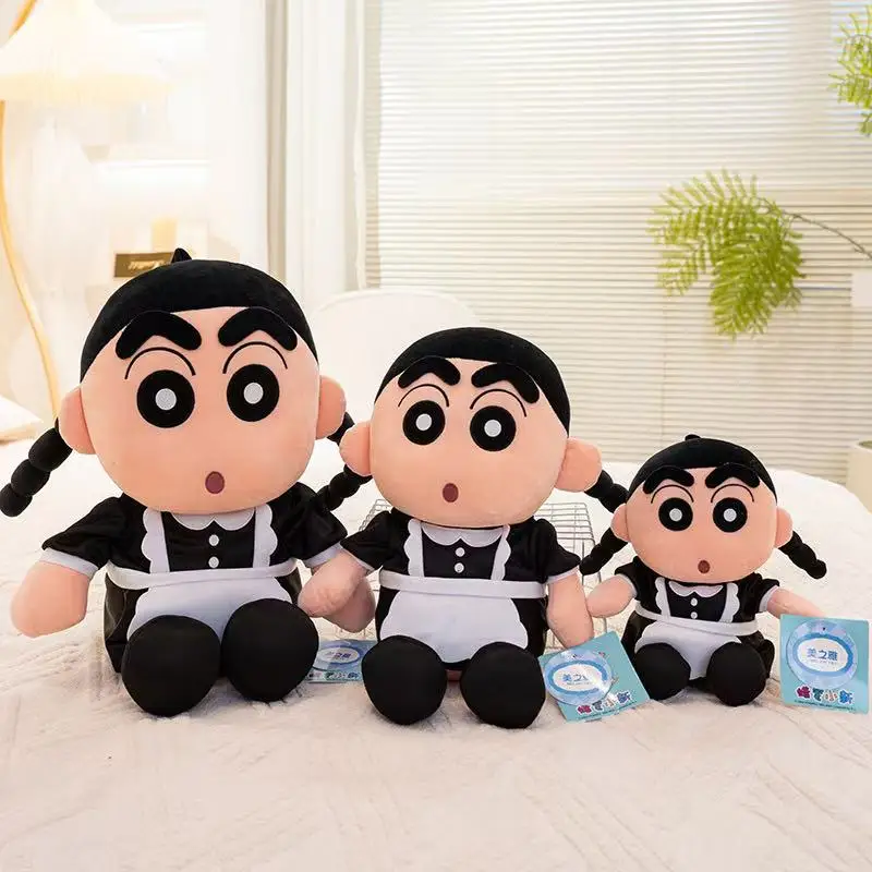 Shin Chan gosedjur från Crayon Shin Chan, söt maid-docka som barnpresent, 28–40 cm 22 Tre Shin Chan-mjukisdockor visas tillsammans i olika storlekar.