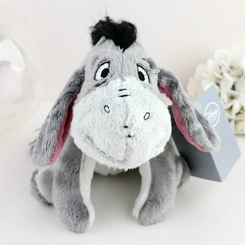 Winnie the Pooh-karaktärer gosedjur på med fluffig chibi- och animestil, 20 cm 18 Grå åsneplush framifrån med vit mule och långa rosaörade öron