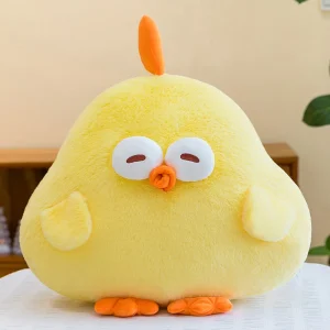 Gult Dundun-gosedjur som kawaii kuddfigur, ett tecknat kyckling gosedjur för barn