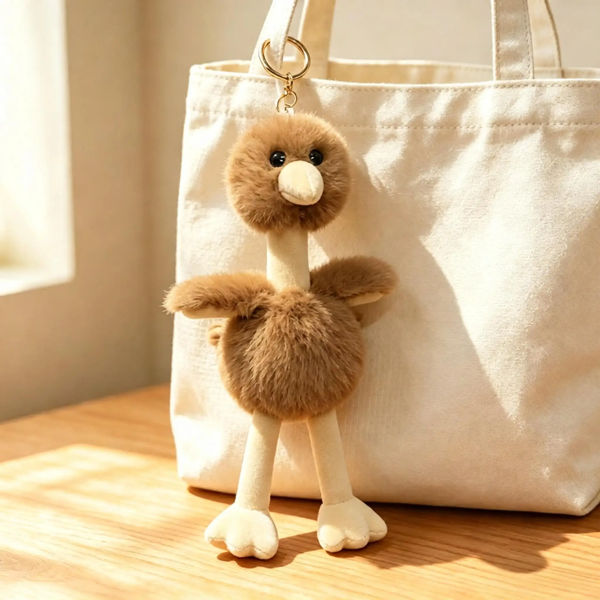 Söt och fluffig strutsfigur 20 cm som ryggsäcks- och väskhänge, dekoration för skrivbord 8 Söt och fluffig strutsfigur 20 cm som ryggsäcks- och väskhänge, dekoration för skrivbord - Bild 8