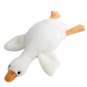 Söt vit gås och gul anka som mjuk plyschfigur, väskhänge och födelsedagspresent