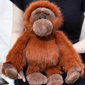 Chimpanzee gosedjur i simulerad orangutangstil, mjuk och fluffig apfigur för soffan