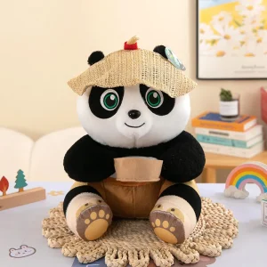Alternative view of Ett panda gosedjur med Po i kinesiskt kung fu-tema, söt kramkudde för läggdags