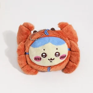Chiikawa-figur från japansk anime i krabbdräkt, mjuk nyckelring och väskhänge för samling