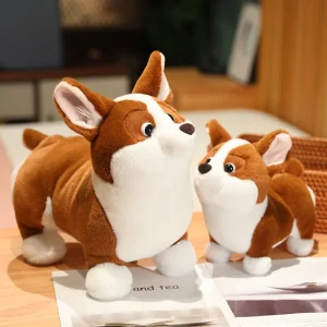 Corgi som hund gosedjur, mjuk kudde i kawaii och tecknad stil, söt present för barn