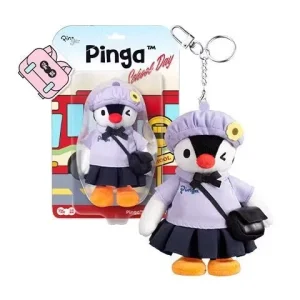 Söta Pingu-karaktärer som plyschdockor med nyckelring i examensserien för födelsedag