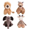 Hund gosedjur i kawaii-stil med djungeldjur som lejon, elefant, tiger, räv, apa och hjort