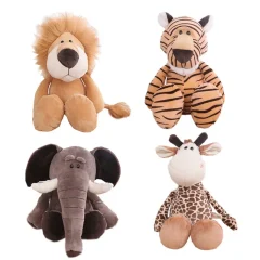 Hund gosedjur i kawaii-stil med djungeldjur som lejon, elefant, tiger, räv, apa och hjort
