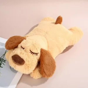Liggande hund gosedjur med mjuk design, hjärtslag och beteendeträning för sömn