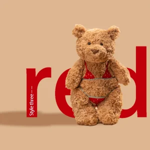 Bartholomew Bear som björn gosedjur i humoristisk tecknad stil med bikini, 28–47 cm
