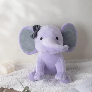 Mjukt, sött och fluffigt elefant gosedjur i rosa, blå, lila och regnbågsfärger, 25 cm