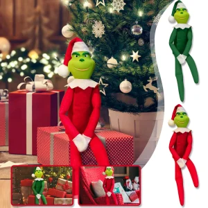 Christmas elf-gosedjur i anime-stil med julmotiv som dockfigur och hyllprydnad