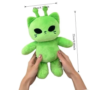 Katt gosedjur som mjuk kudde med kawaii-uttryck och sött alieninspirerat motiv