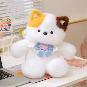 Katt gosedjur i form av springande björn eller kanin, med kawaii-stil och haklapp, 40 cm 19 Katt gosedjur i form av springande björn eller kanin, med kawaii-stil och haklapp, 40 cm