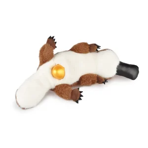 Naturtroget platypus gosedjur i kawaii-stil med bred näbb och medföljande ägg