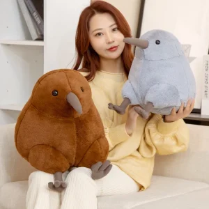 Naturtroget kiwi bird gosedjur i tecknad stil, mjuk kramkudde, söt present, 30–40 cm