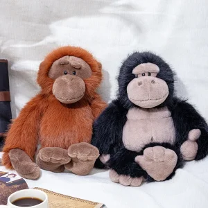 Chimpanzee gosedjur i simulerad orangutangstil, mjuk och fluffig apfigur för soffan