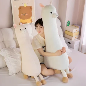 Får gosedjur som fårkudde, brun och vit, alpaca alpaka lamamotiv rolig, 50–130 cm