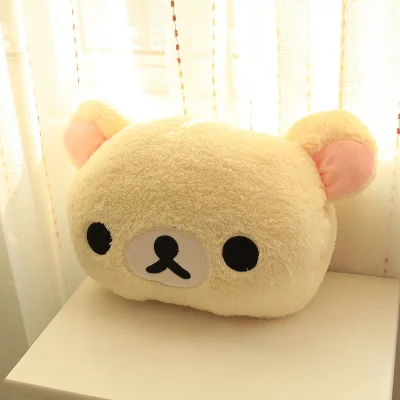 Kawaii Rilakkuma björn gosedjur med Kiiroitori som kudde på 30 cm och handvärmare 20 Fluffig gräddfärgad plyschbjörn kudd.