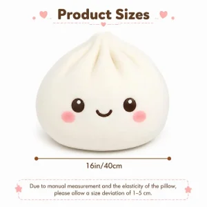 Prydnadskudde i dumplingform med leende emoji, rosiga kinder och flera figurvarianter