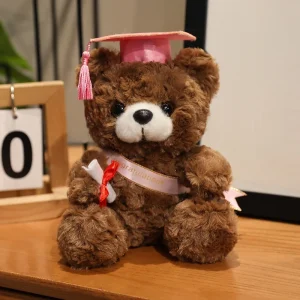 Björn gosedjur, Doctor-themed, wearing a doctor hat och söt, 18 cm