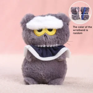 Kattgosedjur som nyckelring med molnmotiv och argt animeuttryck i kawaii-stil