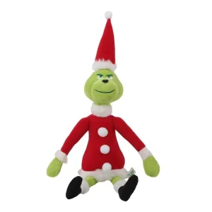 Djurfigurer som gröna gosedjur, med animerad tecknad stil och tydlig julprägel
