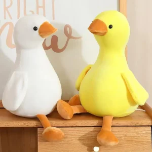 Stor gul anka gosedjur med vit gås i söt tecknad anime-stil, 35–50 cm för barn