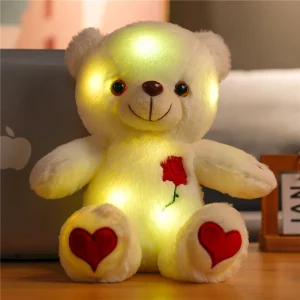 Färgglatt björngosedjur med gullig design och LED-ljus som sprider färgat sken