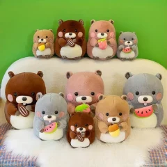 Kawaii hamster gosedjur som mjuk kramkudde, söt murmeldjurfigur som håller i mat, 30–40 cm