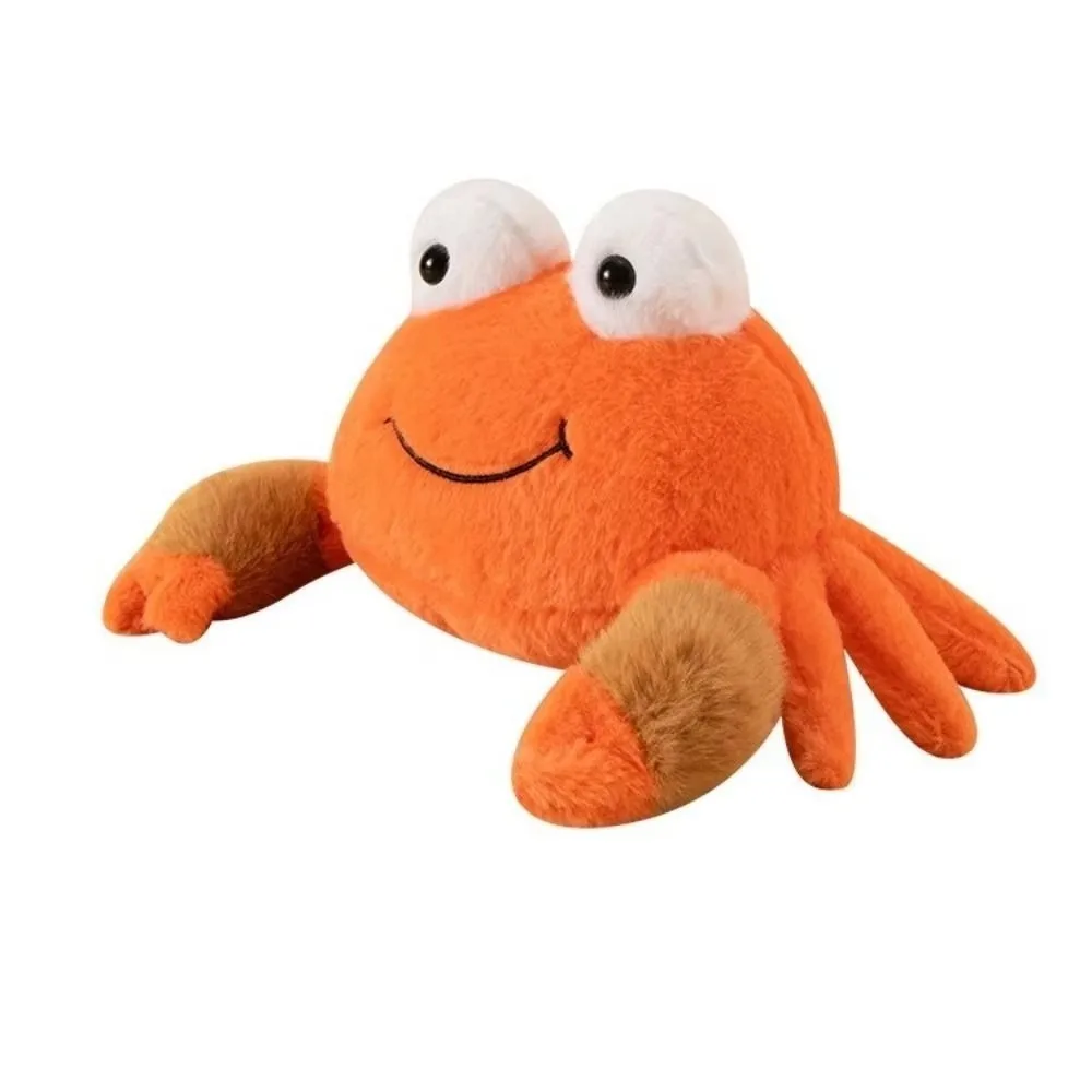 Mjukt crab gosedjur med naturtrogen form, fluffig textur och havsinspirerad design 22 Orange krabbgosedjur sett från sidan.