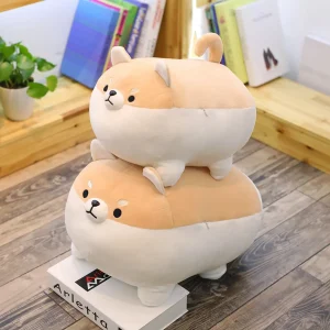 Shiba Inu-hund gosedjur i tecknad stil, mjuk plyschkudde för huvudstöd, 40–50 cm