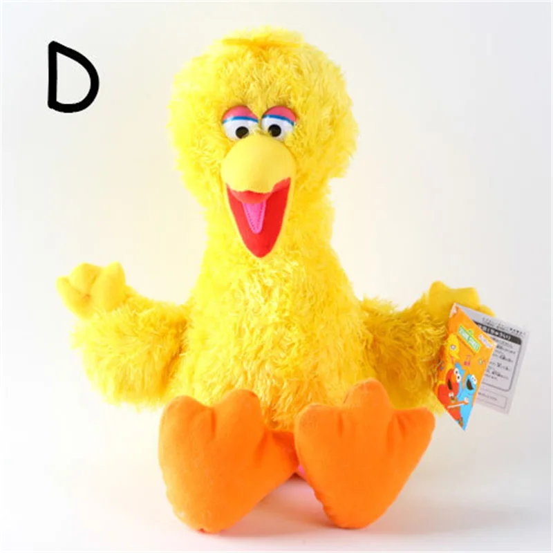 Groda gosedjur med Elmo, Cookie Monster, Big Bird och Grodan Kermit, söta för alla åldrar 23 Gul Sesame Street-plyschfigur med orange synlig detalj.