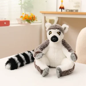 Madagascar apa lemur gosedjur med söta, realistiska ringstjärtslemurer och krönta lemurer