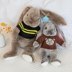 Kanin gosedjur med långa öron i kawaii-tecknad stil som kaninkudde, 35–45 cm