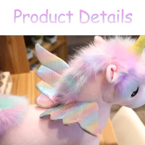 Kawaii enhörning gosedjur med vingar och fluffig man, mjuk kudde och födelsedagspresent 14 Kawaii enhörning gosedjur med vingar och fluffig man, mjuk kudde och födelsedagspresent