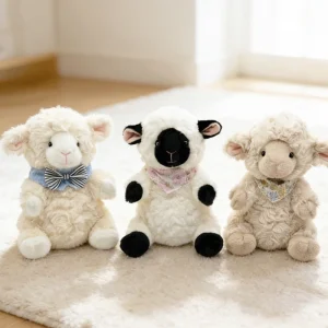 Kawaii får gosedjur som fluffig kramkudde med svart ansikte i tecknad stil, 22 cm 10 Kawaii får gosedjur som fluffig kramkudde med svart ansikte i tecknad stil, 22 cm